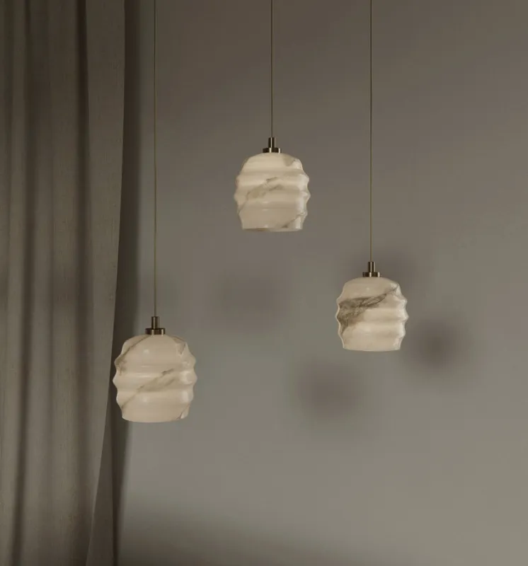 Nie przegap Embassy Interiors Lampa wisząca / żyrandol Kalliope alabastrowy mosiężny konstelacja triadyczna