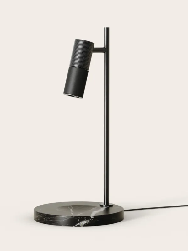Aromas Lampa stołowa Tura C wys. 40 cm czarna skórzany klosz Dostępne od ręki