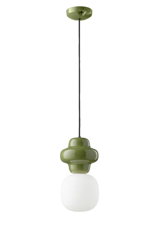 Ferroluce Lampa wisząca Copacabana śr. 17 cm ceramiczna szałwiowa Szybka dostawa