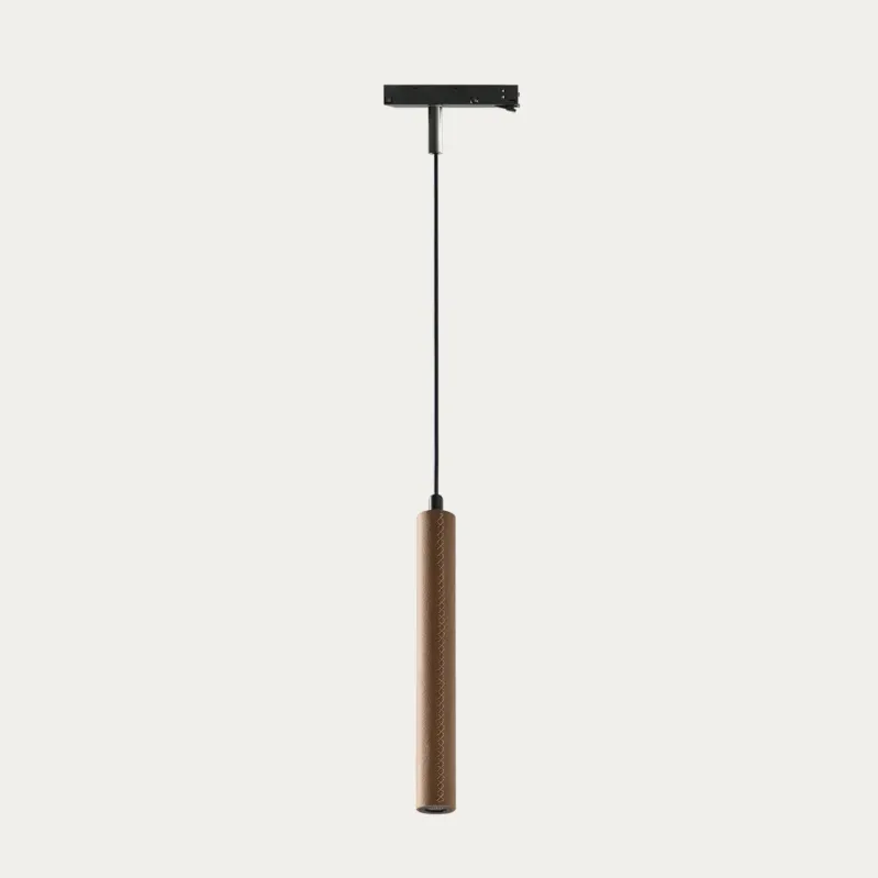 Aromas Lampa wisząca szynowa Miku wys. 25 cm pomarańczowa skóra naturalna Kup online
