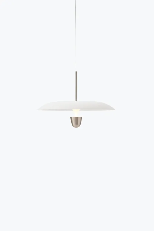 New Works Lampa wisząca Kantarell śr. 55 cm biała / nikiel Szybka wysyłka