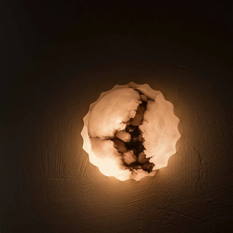 Embassy Interiors Lampa ścienna / kinkiet Elektra śr. 15 cm alabaster ze wzorem Hit cenowy