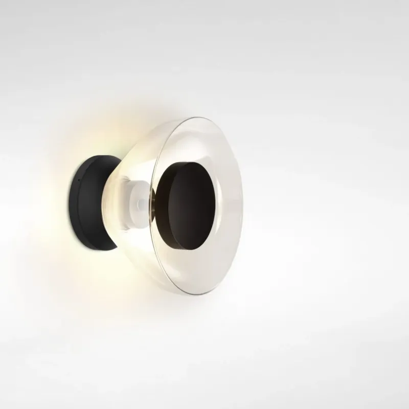Niska cena Marset Lampa ścienna / kinkiet Aura W/Canopy czarno-transparentny śr. 17,9 cm