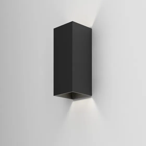 Ostatnie sztuki AQForm Lampa ścienna / kinkiet zewnętrzny Vip square up&down LED M927 60° Phase-Control wys. 20 cm czarny