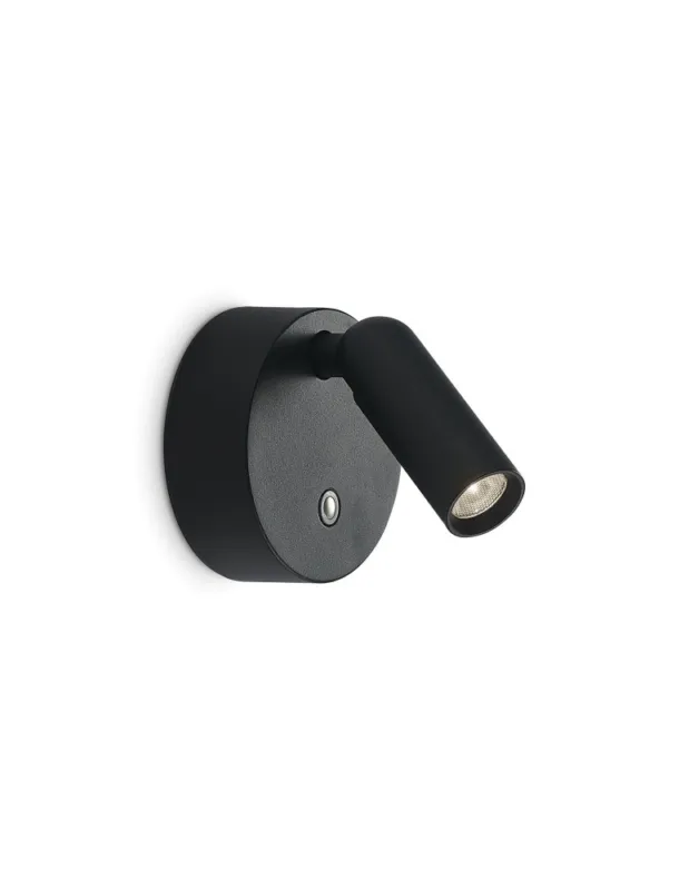 Tylko do końca tygodnia Ideal Lux Lampa Ścienna BEAN AP ROUND RECHARGEABLE NERO Czarny 350240