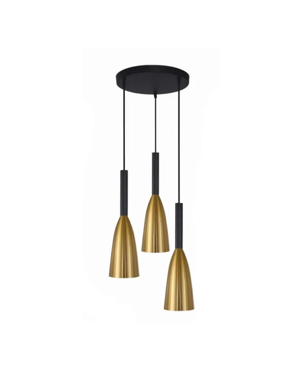 Wysoka jakość Light Prestige Solin 3 wisząca talerz złota E27 złoty/czarny LP-181/3P GD kolory-swiatla.pl