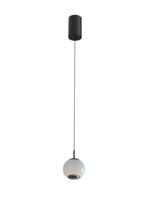 Do wyczerpania zapasów YASKR Lampa Wisząca Iliso 1xLED czarna PL0148 Białe Szkło, Czarny
