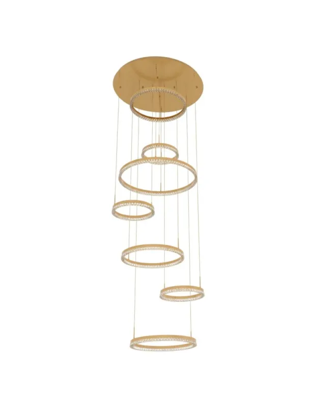 Dostępne od ręki Light Prestige Lampa wisząca Hall 350 cm złoty LED CCT LP-7098/7P GD