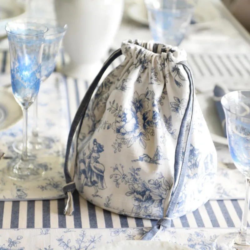 Ostatnia szansa Chlebaczek w stylu francuskim Toile de Jouy Blue & Stripes - 25x30 cm