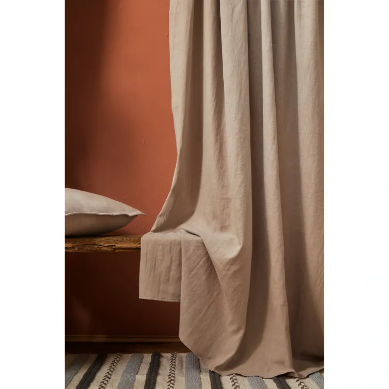 Nowy Lniana zasłona w kolorze beżowym Merida 140x250 - 140x250 cm