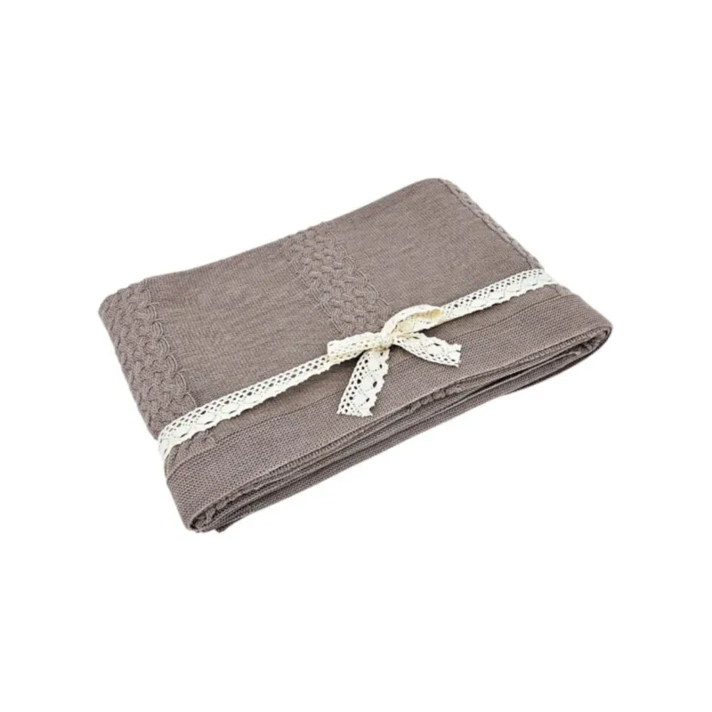 Tylko dziś Koc dzianinowy z wełny MERINO 200x220 cm – FLORENCE200 TAUPE - 200x220 cm