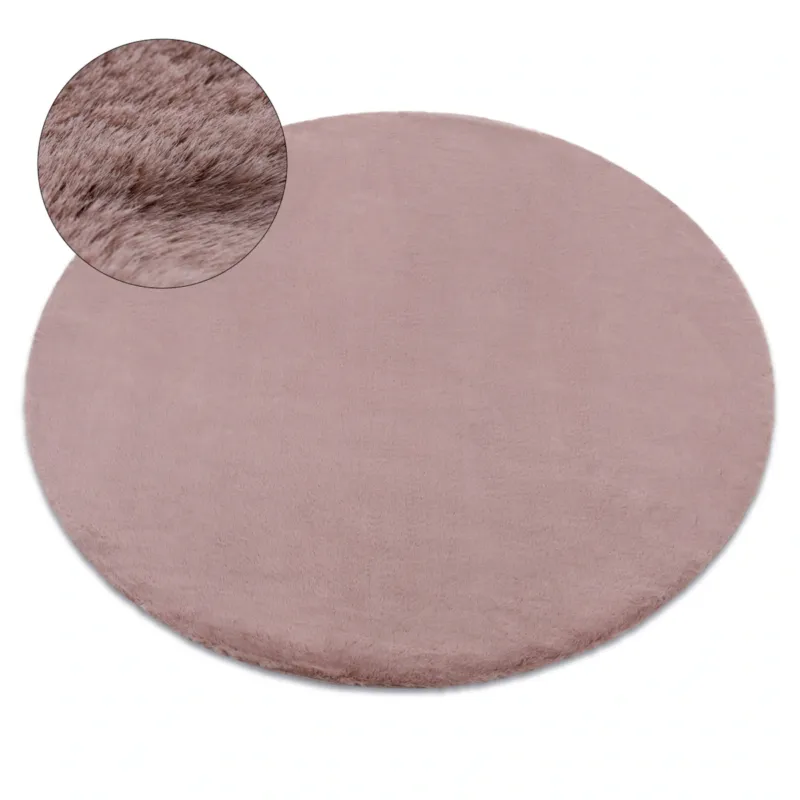 Wyjątkowa oferta Dywan BUNNY koło róż IMITACJA FUTRA koło 120 cm - 120x120 cm