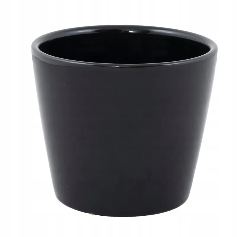 Hit cenowy DONICA SOFIA ceramiczna, czarny połysk śr. 10cm -