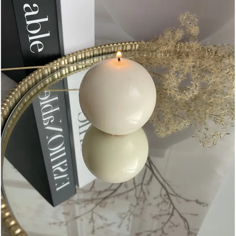 Świeca ekologiczna sojowa dekoracyjna "Rustic Ball" średnica 60mm biała - Tylko dziś