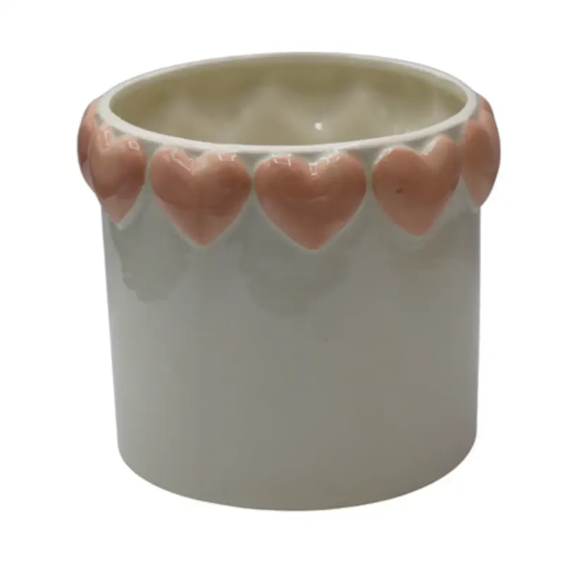 Doniczka z różowymi serduszkami 18,5x18,5x16 cm OLLA - Kup teraz