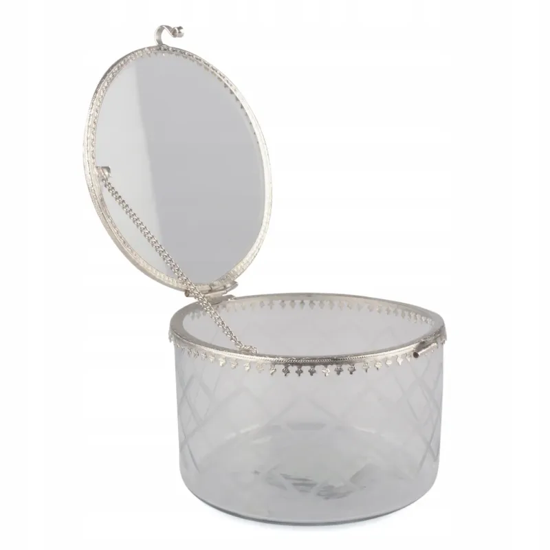 POJEMNIK na drobiazgi SZKLANY retro vintage 13cm - Wyprzedaż