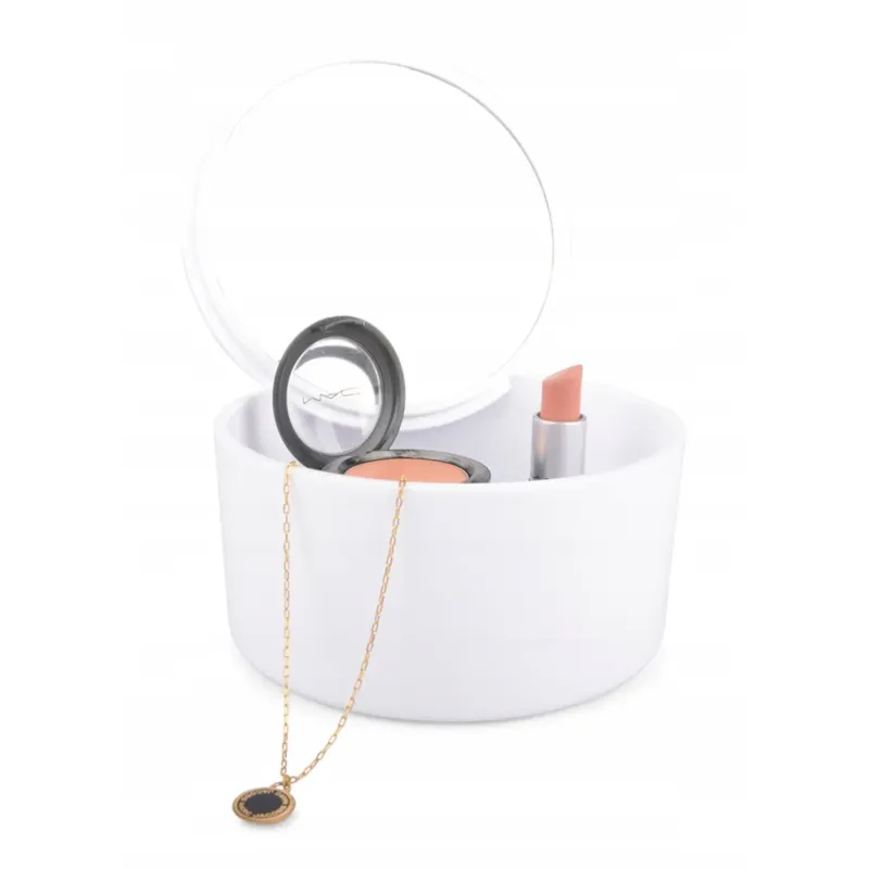 POJEMNIK KOSMETYCZNY pudełko k. biały śr. 14cm - Oferta limitowana