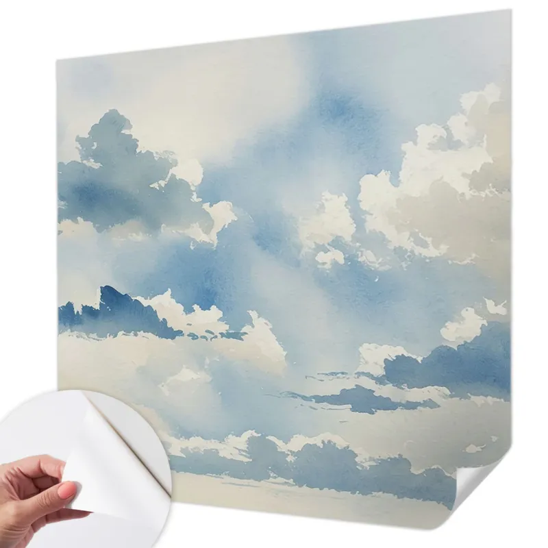 Fototapeta samoprzylepna 250x250 cm - Niebiańskie obłoki, tapeta ścienna niebieska - Ograniczona ilość