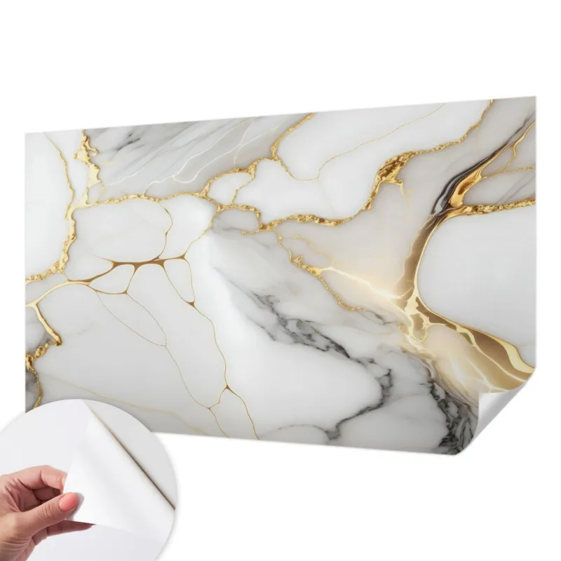 Fototapeta samoprzylepna 416x254 cm - Marmurowa elegancja, tapeta ścienna biała - Ekspresowa dostawa