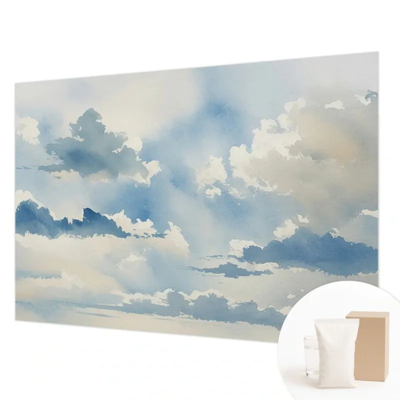 Fototapeta flizelinowa 208x146 cm - Niebiańskie obłoki, tapeta ścienna niebieska - Łatwy zwrot