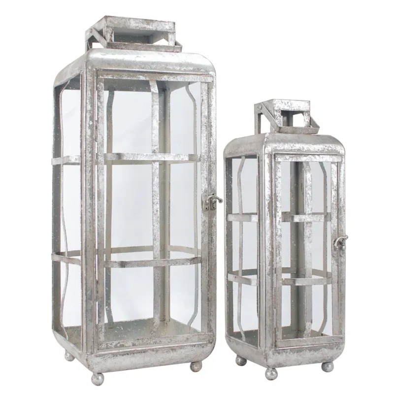 2 szt. LAMPION STYL LOFT metalowy srebrny - Hit cenowy
