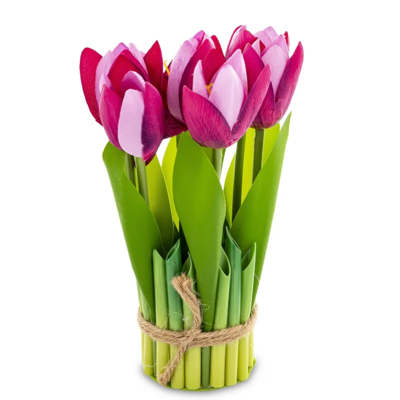 Dekoracja - bukiet sztucznych kwiatów 20x10x10 cm TULIPANY różowe ciemno-jasne - Obniżka ceny