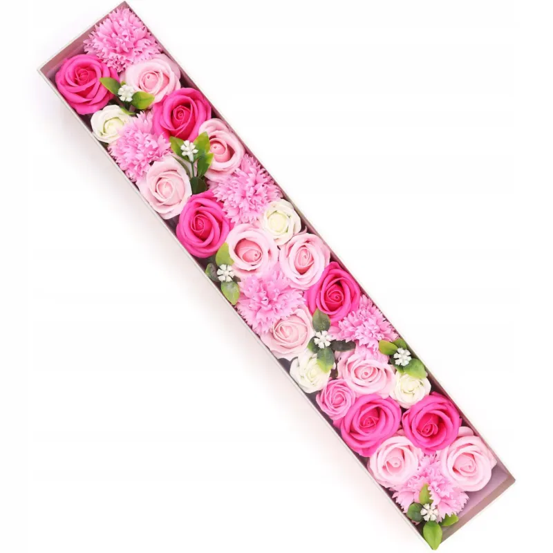 FLOWER BOX DŁUGI pudełko kwiatów MYDLANYCH pachną na urodziny DZIEŃ kobiet - Premium