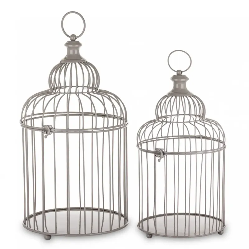 Klatka dekoracyjna metalowa kpl. 2 sztuki 60x28,5x28,5 i 50x23x23 cm srebrna - Ekspresowa dostawa