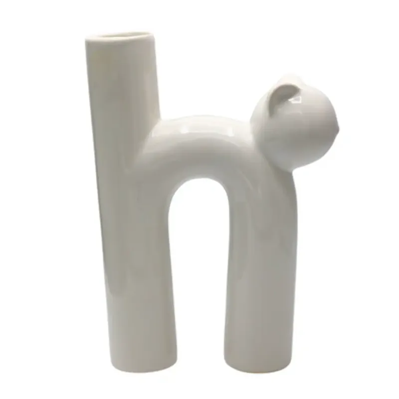 Ekspresowa dostawa Wazon ceramiczny kot 25x18,2x6,5 cm GATELO biały -