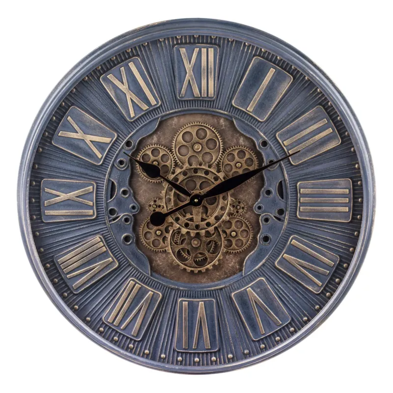 Szybka dostawa Zegar ścienny metalowy 70x70x9 cm OROGLIO niebieski -