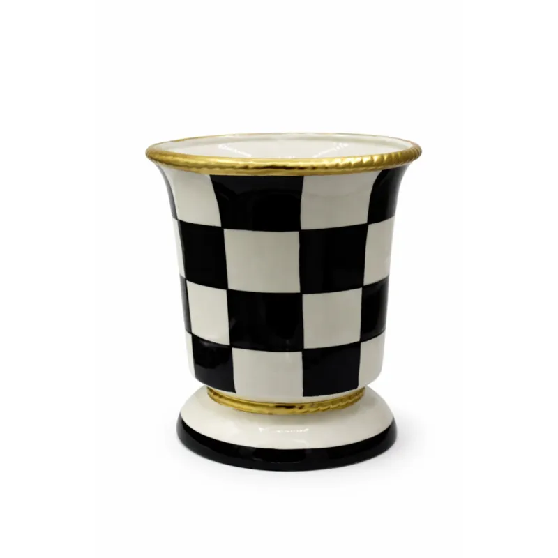 Dodaj do koszyka Osłonka doniczka w kratkę 26,3x26,3x29 cm czarno-biała small -