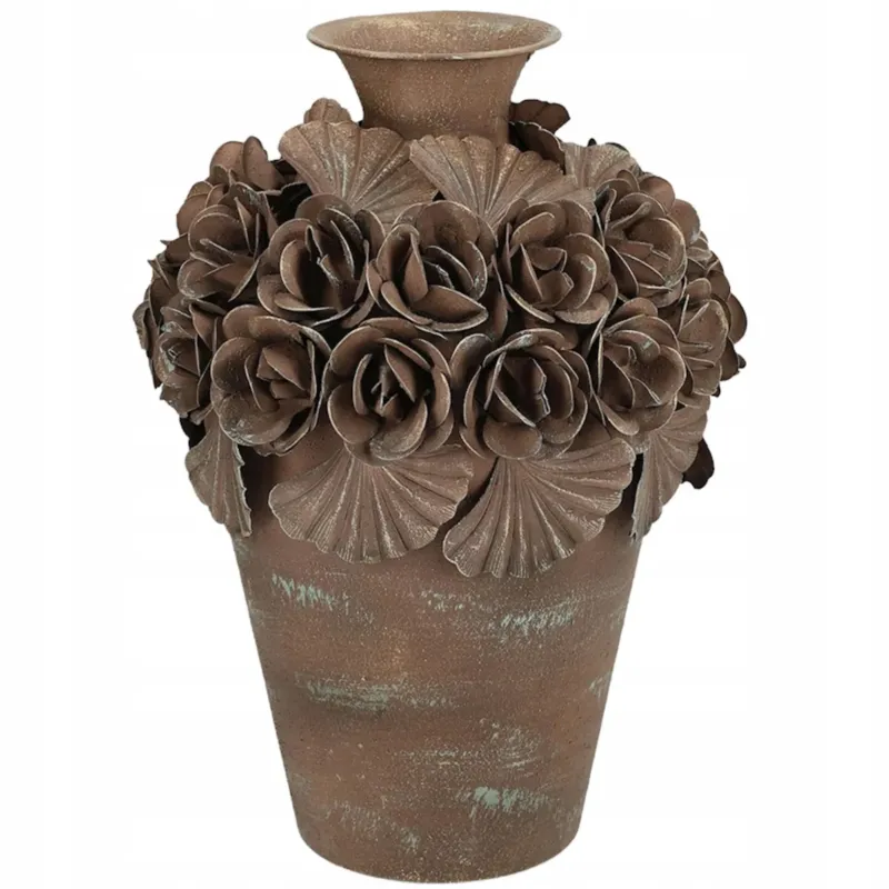 Dodaj do koszyka WAZON NA BUKIET KWIATY LOFT BRĄZOWY 30cm DO SALONU DOMU BOHO RETRO LOFT -