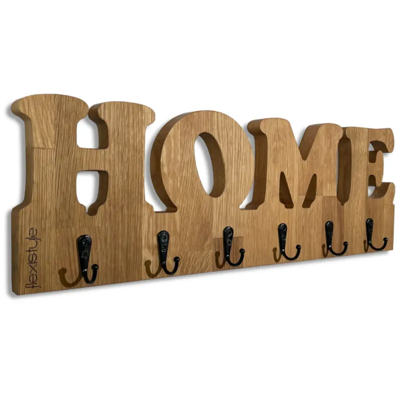 Drewniany wieszak na ścianę HOME Dębowy 50cm - Zniżka