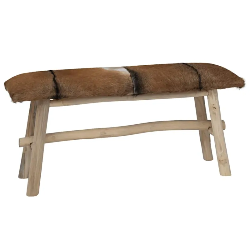 vidaXL Ławka z koziej skóry tekowej - Ekspresowa dostawa