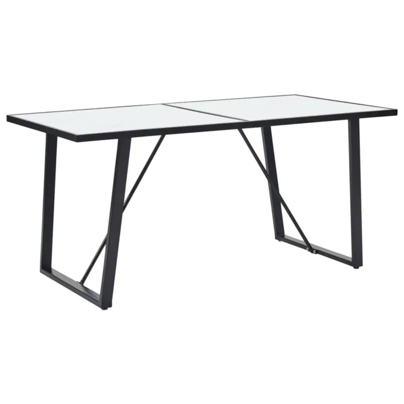 Popularny vidaXL Stół jadalniany, biały, 160 x 80 x 75 cm, hartowane szkło -