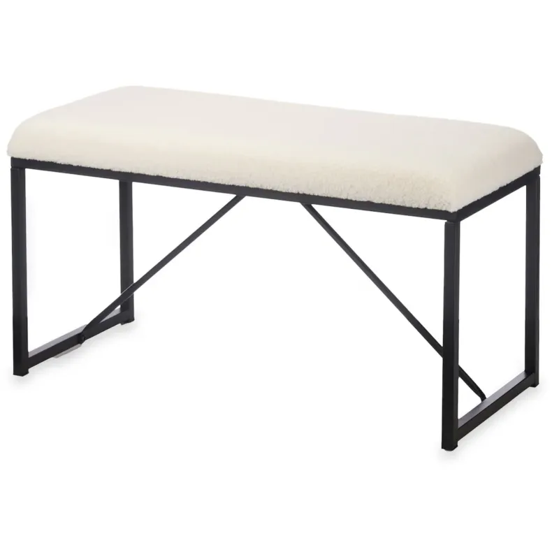 Zamów teraz Ławeczka do przedpokoju tapicerowana baranek, 38 x 81 x 42 cm -