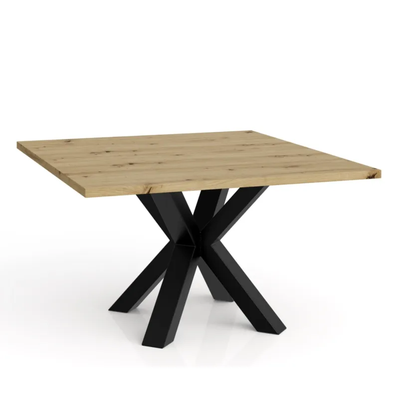 Stolik kawowy NEO kwadratowy 60x60 z metalową podstawą- dąb artisan - Obniżka ceny