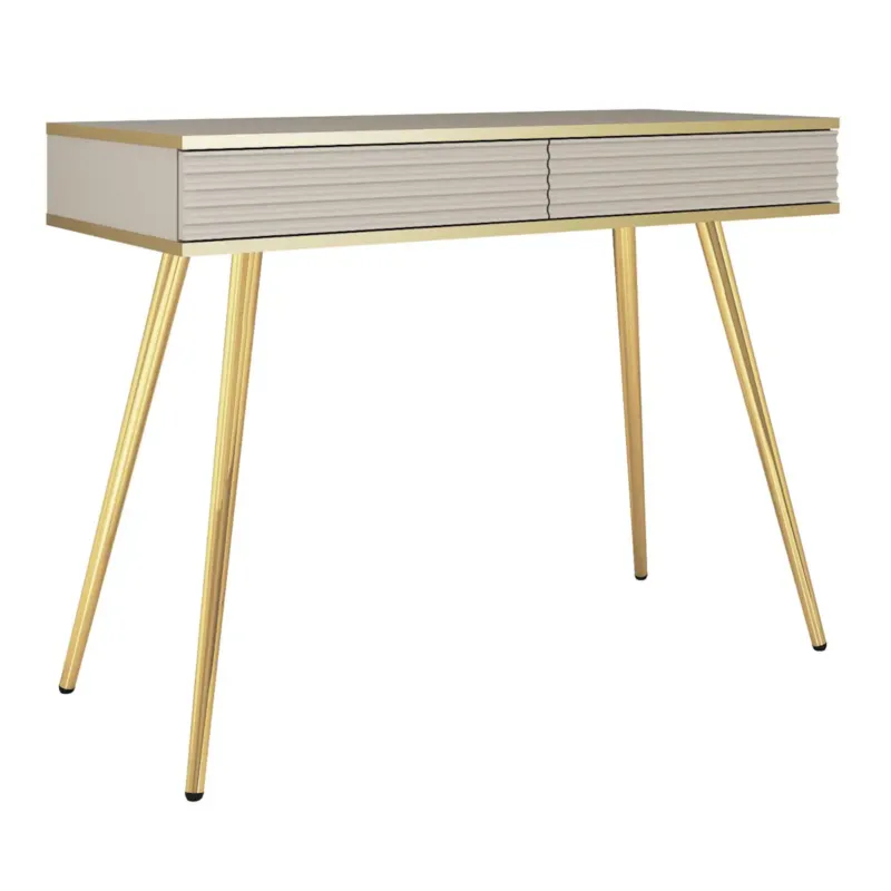 Toaletka ryflowana POLO 102 na wysokich złotych nóżkach, beżowa - Wyjątkowa oferta