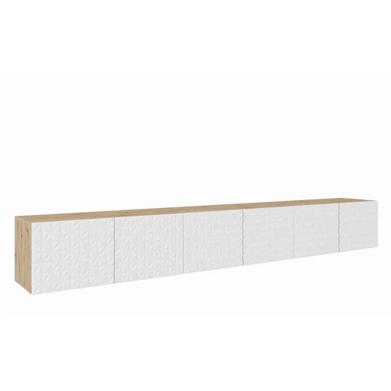 Bestseller Szafka RTV ALI 300 cm zamknięta z ozdobnymi frontami - artisan+biały -