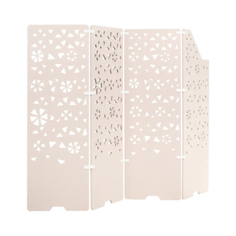 4-panelowy parawan pokojowy STARRY Jasnobeżowy 240 cm 180 cm - Hit sprzedaży