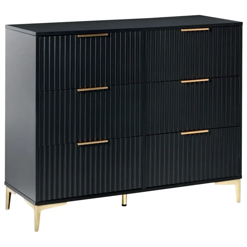 Komoda 6 szuflad WALCOTT Czarny - Popularny