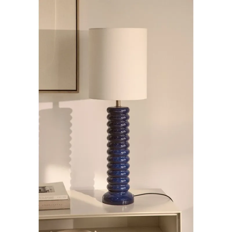 Lampa stołowa ceramiczno-lniana Boreto 75 cm dark blue - Łatwy zwrot