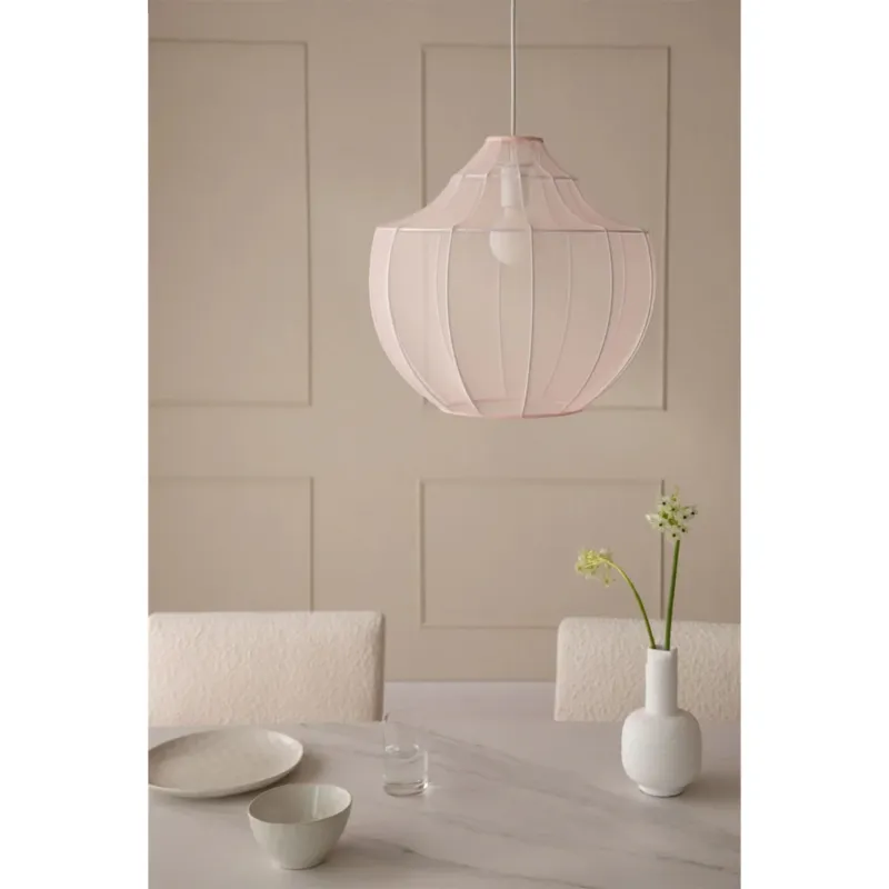 Dostępne od ręki Lampa sufitowa z metalu i tkaniny pudrowa Adaya Ø45 cm -