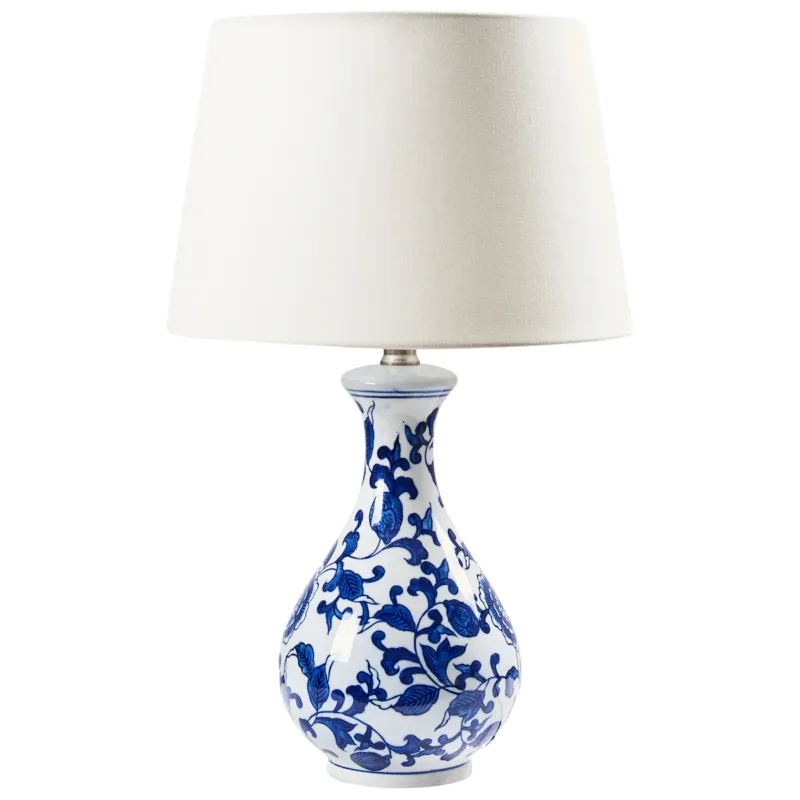 Lampa stołowa CARMEN Porcelana Biały/ niebieski - Do wyczerpania zapasów