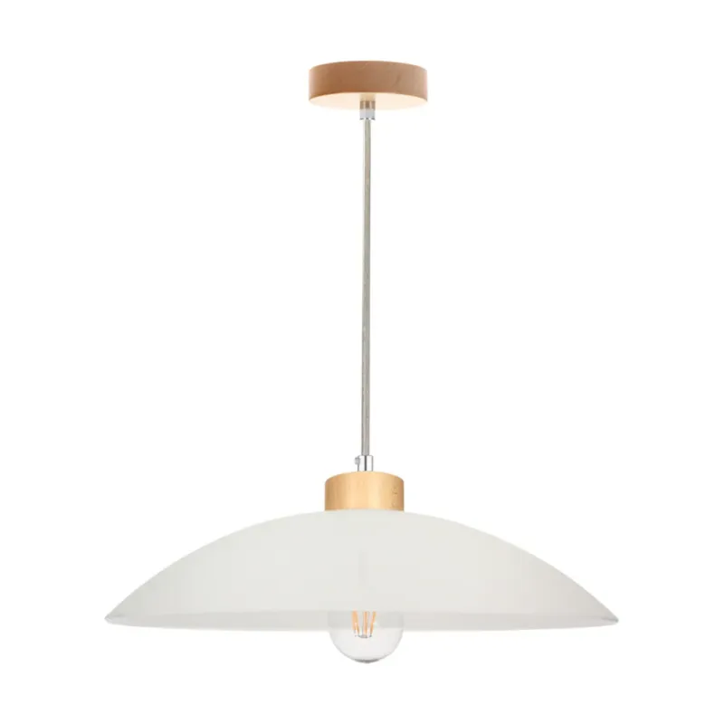 Obniżka ceny Drewniana Lampa Wisząca BRITOP Lighting 1xE27 Max.60W Naturalna Brzoza FSC z Białym Szkłem, Polski Producent, 1 szt. -
