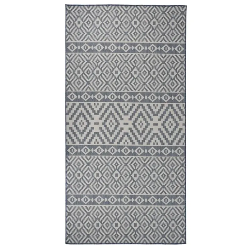 Nowość vidaXL Dywan zewnętrzny o płaskim splocie, 100x200 cm, niebieskie pasy -
