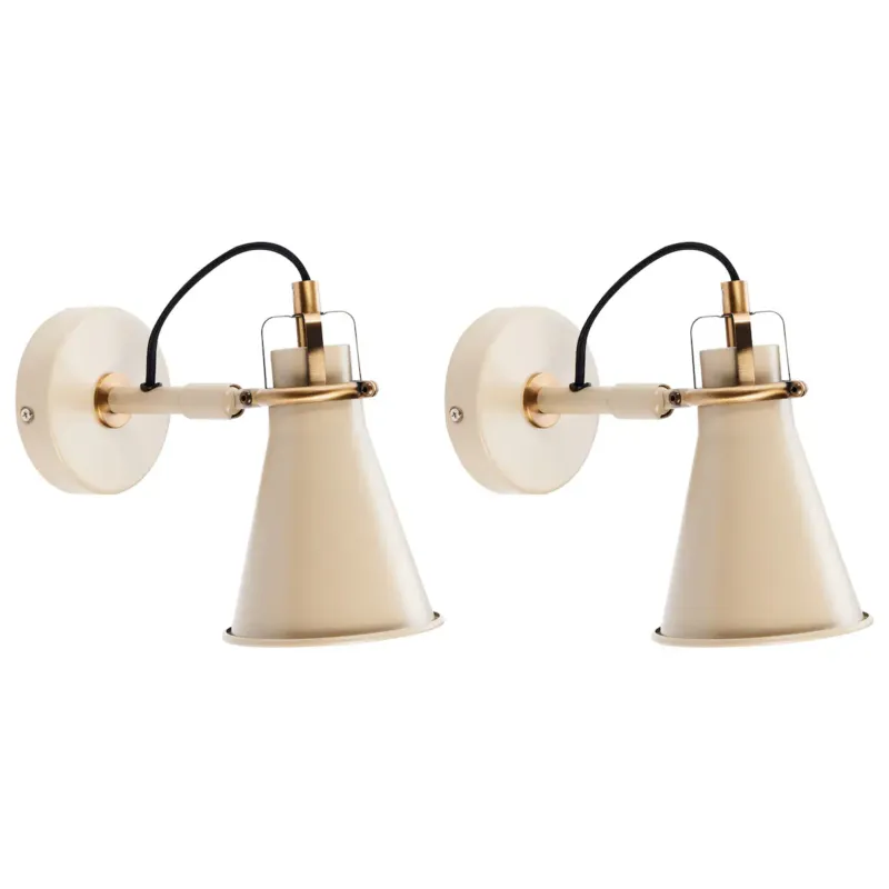 Zestaw 2 lamp ściennych MOYOLA Beżowy Metal Regulowana - Darmowy zwrot