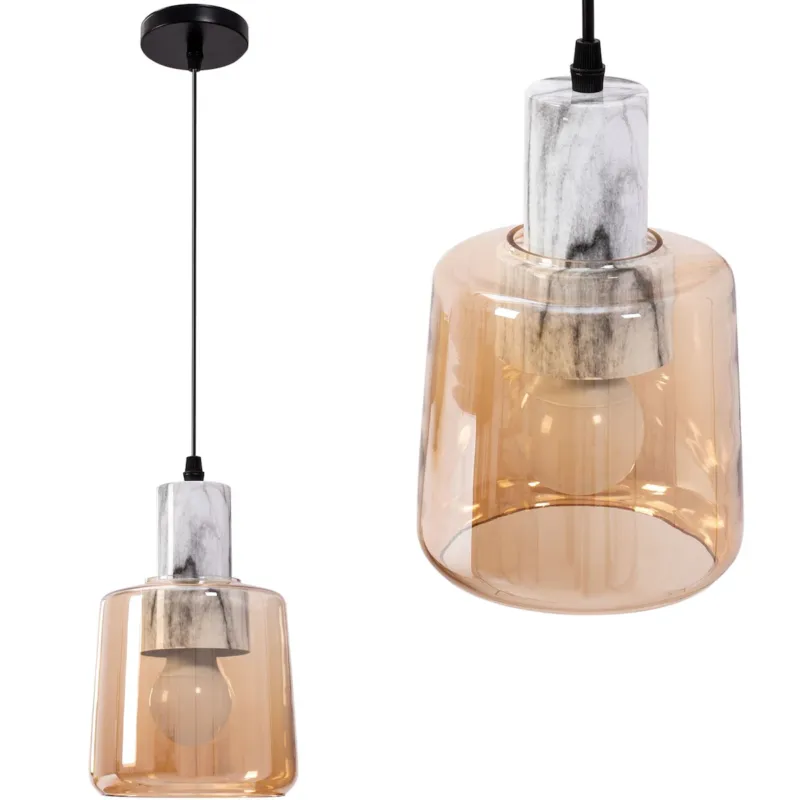 Lampa wisząca szklana nowoczesna marmur pomarańczowa - Wyprzedaż