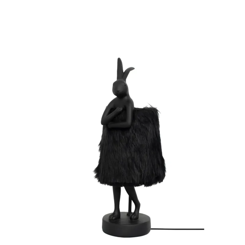 Szybka wysyłka KARE lampa stołowa RABBIT FUR 50 cm czarna / złota -