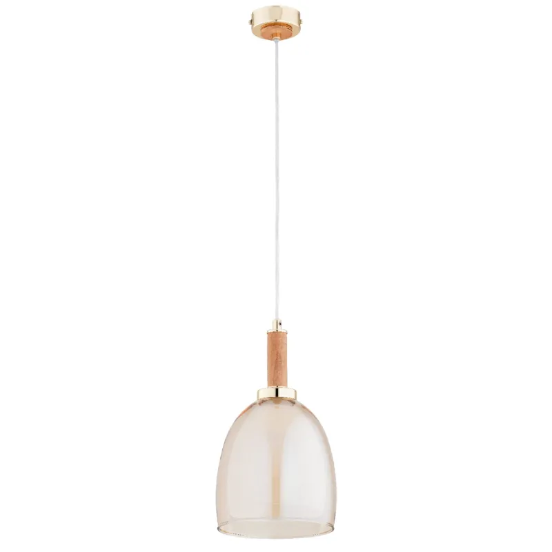 Bestseller Lampa wisząca Lissy 61397 Alfa 1xE27 LED Metal/Drewno Jasne Drewno - Złoto